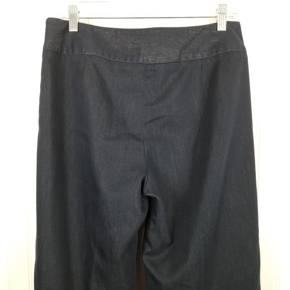 Nautical Wide Leg Pants Denim Stretch Faux Gold Button Blue Lightweight Size 6 - Picture 2 of 9